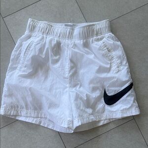 Nike White Shorts with Black Swoosh-S